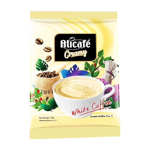 کافی میکس وایت کافی کرمی 1×3 برند علی کافه Alicafe خرید از مزلاین