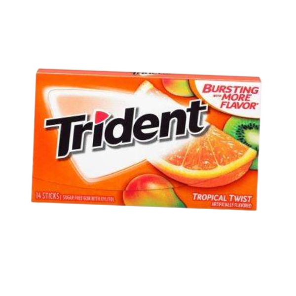 آدامس بدون شکر استوایی برند تریدنت Trident مناسب سلامت دندان و تازگی و با طعم مخلوط جند میوه استوایی , خرید آدامس های Trident از آنلاین شاپ مزلاین.