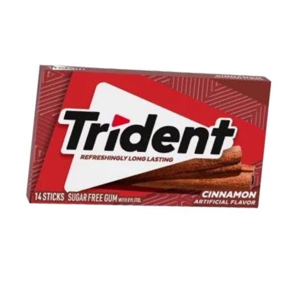 آدامس بدون شکر دارچین برند تریدنت Trident مناسب سلامت دندان و تازگی با طعم تازه دارچین , خرید آدامس های Trident از آنلاین شاپ مزلاین.