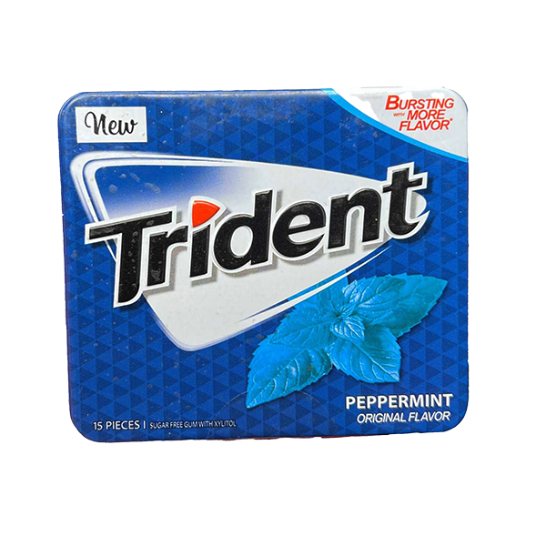 آدامس بدون شکر نعنا یخی فلزی برند تریدنت Trident مناسب سلامت دندان و تازگی و طراوت دهان , خرید آدامس های Trident از آنلاین شاپ مزلاین.