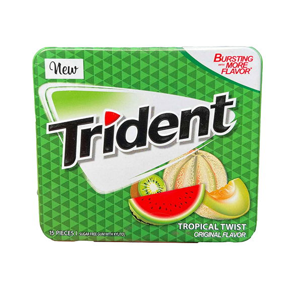 خرید آدامس بدون شکر هندوانه و مخلوط میوه ها فلزی برند تریدنت Trident مناسب سلامت دندان و تازگی با طعم هندوانه و میوه ها , از آنلاین شاپ مزلاین.