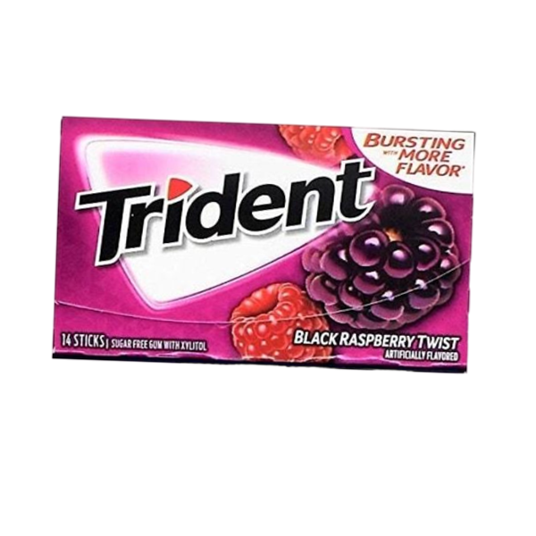 آدامس بدون شکر تمشک برند تریدنت Trident مناسب سلامت دندان و تازگی با طعم تمشک تازه , خرید آدامس های Trident از آنلاین شاپ مزلاین.
