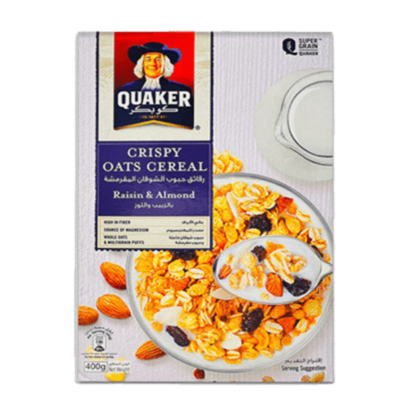 کورن فلکس با طعم بادام و کشمش برند کواکر Quaker خرید از مزلاین