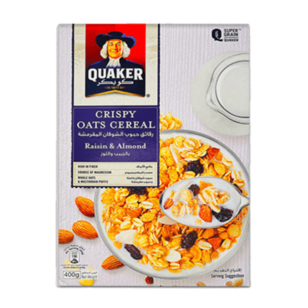 کورن فلکس با طعم بادام و کشمش برند کواکر Quaker خرید از مزلاین