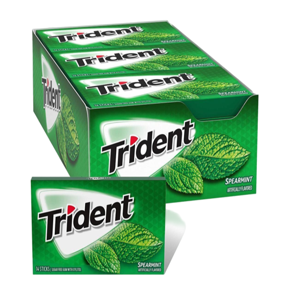 بسته 12 عددی آدامس نعنایی برند تریدنت Trident مناسب سلامت دندان و دهان , خرید از مزلاین.