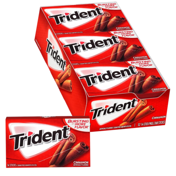 بسته 12 عددی آدامس دارچین برند تریدنت Trident خوش طعم , خرید از مزلاین.