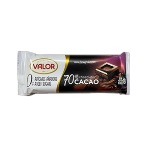 خرید میان وعده پر انرژي تهیه شده از مرغوبترین مواد اولیه ؛شکلات تلخ 70% بدون گلوتن برند والور VALOR از مزلاین