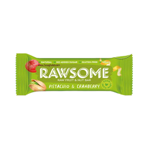 نات بار پسته و ذغال اخته بدون شکر و گلوتن برند راسام RAWSOME خرید از مزلاین