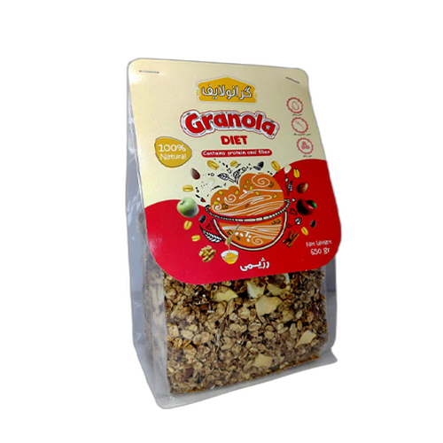 گرانولا سوپر رژيمی سیب و دارچین پاکتی برند گرانولایف Granolife ؛ صبحانه‌ای سالم و مقوی از ترکیب جو دوسر، مغزها و میوه‌های خشک خریداز مزلاین