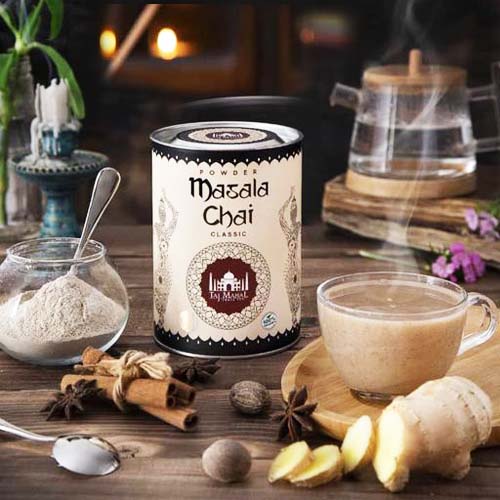 قیمت نوشیدنی خوش عطر و طعم ارگانیگ و سالم ؛ چای ماسالا کلاسیک برند تاج محل Taj Mahal خرید از مزلاین