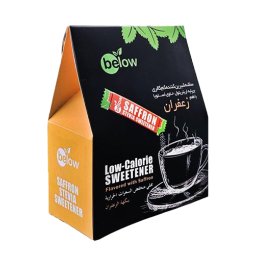 ساشه شیرین کننده اریتریتول و استویا زعفران بی لو below مناسب دیابتی‌ها و رژیم کتو خرید از مزلاین