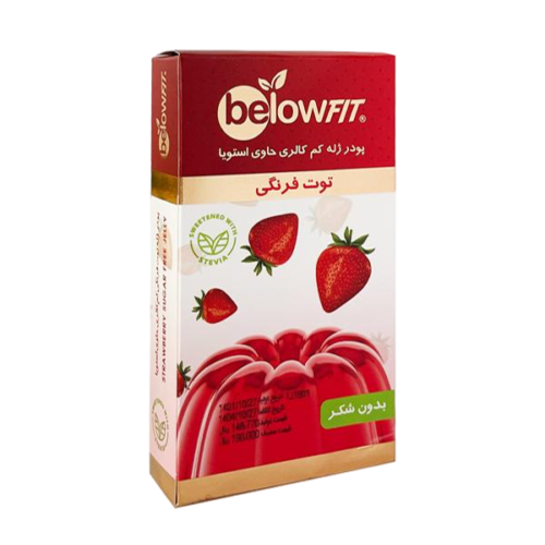 پودر ژله کم کالری استویا توت فرنگی بی لو مناسب دیابتی ها بدون قند، خرید از مزلاین