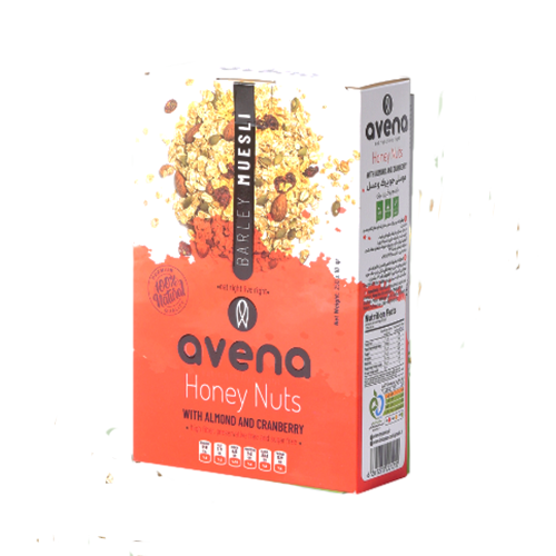 موسلی اونا avena بادام و کرنبری سرشار از فیبر، آنتی‌اکسیدان خرید از مزلاین