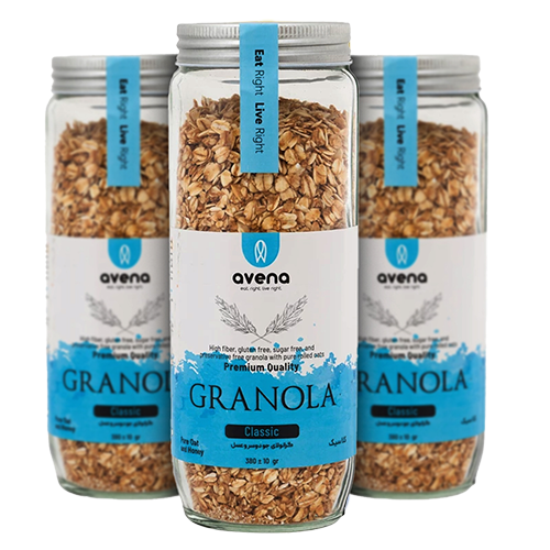 8-3 گرانولا اونا avena کلاسیک ؛ سرشار از فیبر و پروتئین، مناسب صبحانه یا میانوعده. خرید آنلاین و ارسال سریع از مزلاین